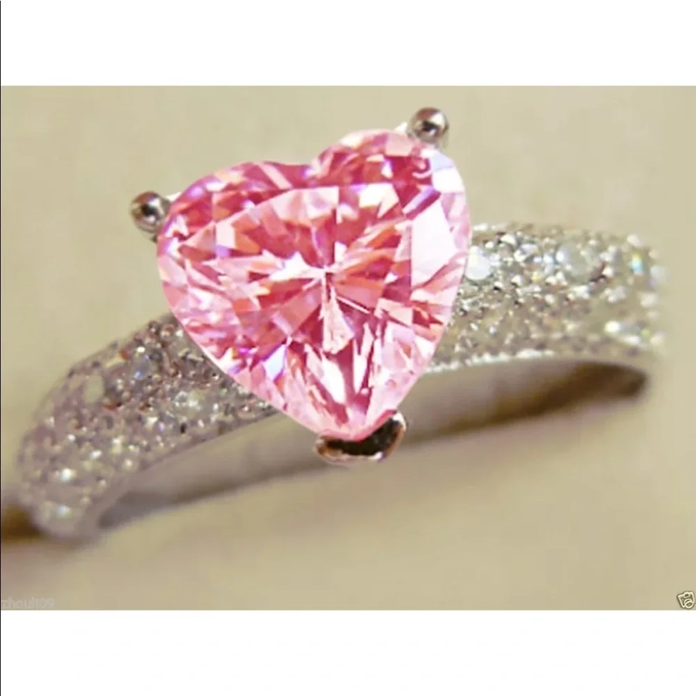 925 Pink Heart Sapphire Ring